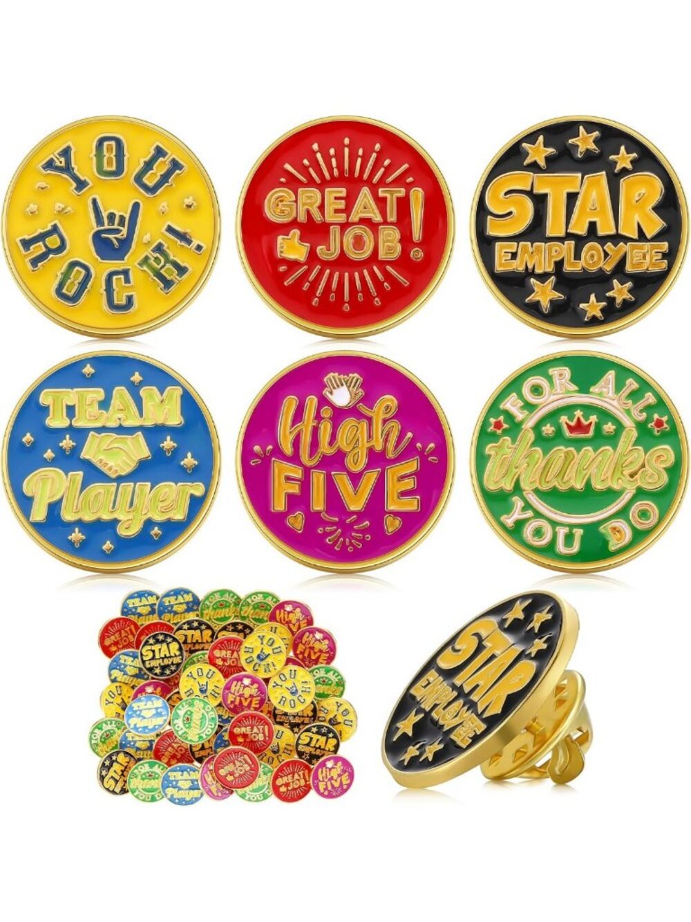 96 Pcs Employee Appreciation Lapel Pins - Enamel Recognition Gifts for Teams
